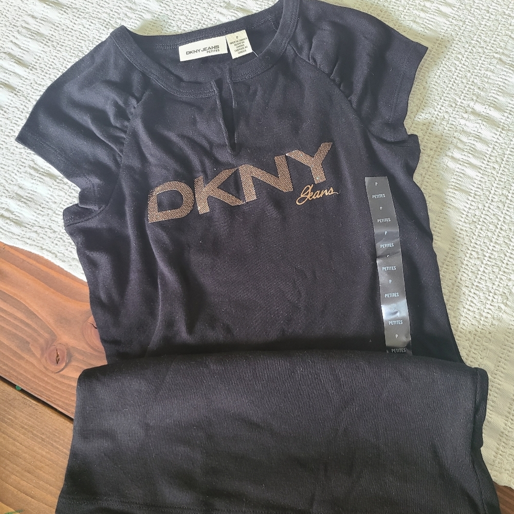NWT DKNY Jeans Black Glitter Shirt - Petite Small